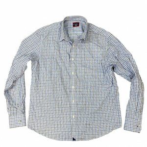 Untuckit Men's Blue Gingham "Durif" Wrinkle Free Button Down Shirt Large